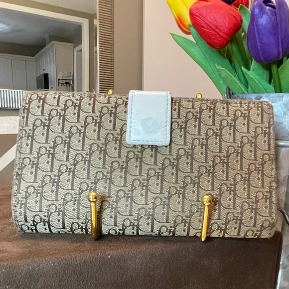 Dior Trotter Style Canvas And Cream Leather Wallet - Picture 3 of 13